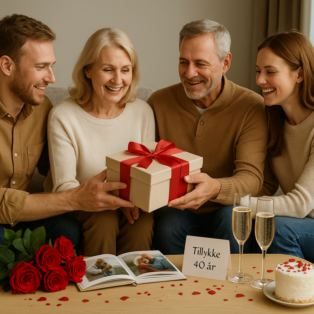 Rubinrøde gaver til 40 års bryllupsdag - smykker, fotobøger og oplevelser