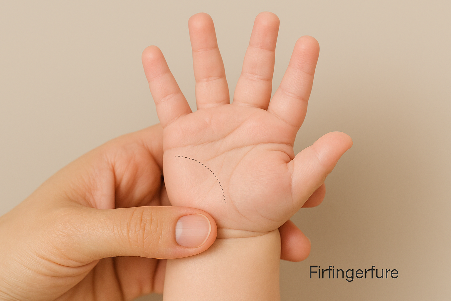 Firfingerfure - enkelt tværgående håndfure på håndfladen