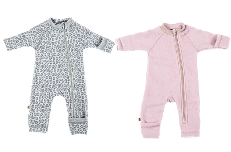 Smallstuff-uldfleece-køredragter grå og lyserød