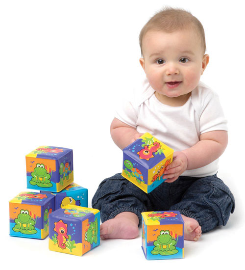 baby med badeklodser